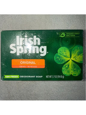 New Irish Spring Original Soap 3.7oz Old Formula No Flaxseed Oil Discontinued x3